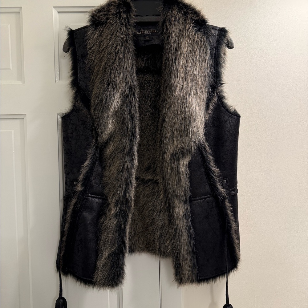 Fabulous Furs Black Faux Fur Vest